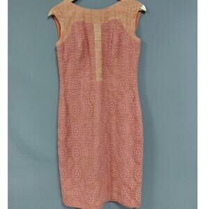 Kay Unger New York Lace Dress Pink Solid Sleeveless Knee Length Women Size 6